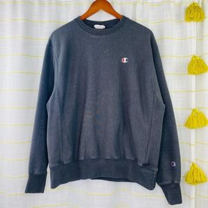 Champion Reverse Weave Crewneck Pullover Large Plain Solid Gray Classic Casual
